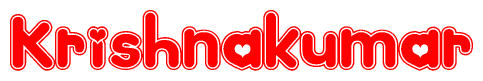 The image displays the word Krishnakumar written in a stylized red font with hearts inside the letters.