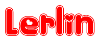 The image displays the word Lerlin written in a stylized red font with hearts inside the letters.