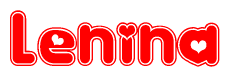 The image displays the word Lenina written in a stylized red font with hearts inside the letters.