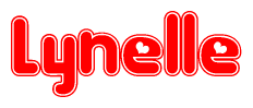 The image is a clipart featuring the word Lynelle written in a stylized font with a heart shape replacing inserted into the center of each letter. The color scheme of the text and hearts is red with a light outline.