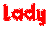 The image displays the word Lady written in a stylized red font with hearts inside the letters.
