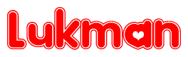The image displays the word Lukman written in a stylized red font with hearts inside the letters.