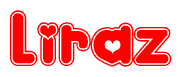 Red and White Liraz Word with Heart Design