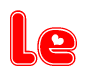 The image displays the word Le written in a stylized red font with hearts inside the letters.