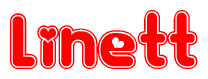 The image is a clipart featuring the word Linett written in a stylized font with a heart shape replacing inserted into the center of each letter. The color scheme of the text and hearts is red with a light outline.