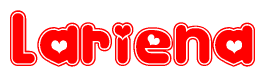 The image displays the word Lariena written in a stylized red font with hearts inside the letters.