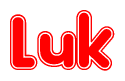 The image displays the word Luk written in a stylized red font with hearts inside the letters.