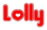 The image displays the word Lolly written in a stylized red font with hearts inside the letters.