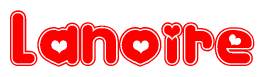 The image displays the word Lanoire written in a stylized red font with hearts inside the letters.