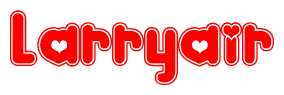 The image is a clipart featuring the word Larryair written in a stylized font with a heart shape replacing inserted into the center of each letter. The color scheme of the text and hearts is red with a light outline.