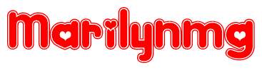 The image displays the word Marilynmg written in a stylized red font with hearts inside the letters.