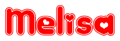 The image displays the word Melisa written in a stylized red font with hearts inside the letters.