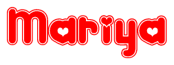 The image displays the word Mariya written in a stylized red font with hearts inside the letters.