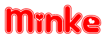 The image displays the word Minke written in a stylized red font with hearts inside the letters.