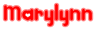 The image is a clipart featuring the word Marylynn written in a stylized font with a heart shape replacing inserted into the center of each letter. The color scheme of the text and hearts is red with a light outline.