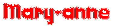 The image displays the word Mary-anne written in a stylized red font with hearts inside the letters.