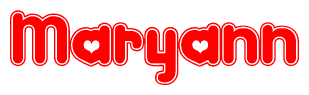 The image displays the word Maryann written in a stylized red font with hearts inside the letters.