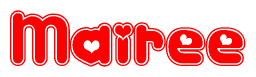 The image displays the word Mairee written in a stylized red font with hearts inside the letters.