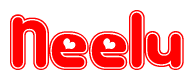 The image is a clipart featuring the word Neelu written in a stylized font with a heart shape replacing inserted into the center of each letter. The color scheme of the text and hearts is red with a light outline.