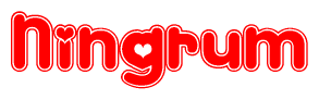The image displays the word Ningrum written in a stylized red font with hearts inside the letters.