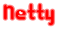 The image displays the word Netty written in a stylized red font with hearts inside the letters.