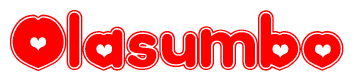 The image displays the word Olasumbo written in a stylized red font with hearts inside the letters.