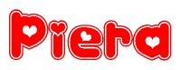 The image displays the word Piera written in a stylized red font with hearts inside the letters.