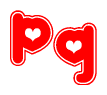 The image displays the word Pq written in a stylized red font with hearts inside the letters.