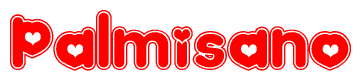 The image displays the word Palmisano written in a stylized red font with hearts inside the letters.