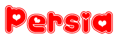The image displays the word Persia written in a stylized red font with hearts inside the letters.
