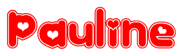 The image displays the word Pauline written in a stylized red font with hearts inside the letters.