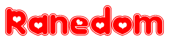 The image displays the word Ranedom written in a stylized red font with hearts inside the letters.