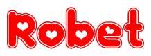The image displays the word Robet written in a stylized red font with hearts inside the letters.