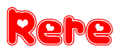 The image displays the word Rere written in a stylized red font with hearts inside the letters.
