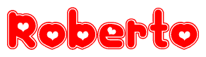 The image displays the word Roberto written in a stylized red font with hearts inside the letters.