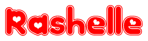 The image displays the word Rashelle written in a stylized red font with hearts inside the letters.