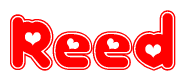 The image displays the word Reed written in a stylized red font with hearts inside the letters.