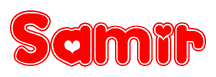 The image displays the word Samir written in a stylized red font with hearts inside the letters.