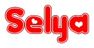The image displays the word Selya written in a stylized red font with hearts inside the letters.