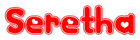 The image displays the word Seretha written in a stylized red font with hearts inside the letters.