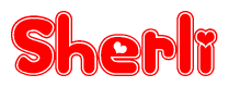 The image displays the word Sherli written in a stylized red font with hearts inside the letters.