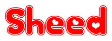 The image displays the word Sheed written in a stylized red font with hearts inside the letters.