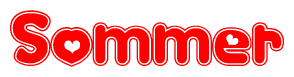 The image displays the word Sommer written in a stylized red font with hearts inside the letters.