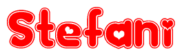 The image displays the word Stefani written in a stylized red font with hearts inside the letters.