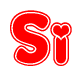 The image displays the word Si written in a stylized red font with hearts inside the letters.