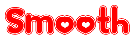 The image is a clipart featuring the word Smooth written in a stylized font with a heart shape replacing inserted into the center of each letter. The color scheme of the text and hearts is red with a light outline.