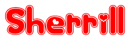 The image displays the word Sherrill written in a stylized red font with hearts inside the letters.