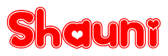 The image displays the word Shauni written in a stylized red font with hearts inside the letters.