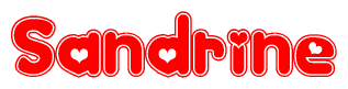 The image displays the word Sandrine written in a stylized red font with hearts inside the letters.