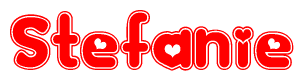The image displays the word Stefanie written in a stylized red font with hearts inside the letters.